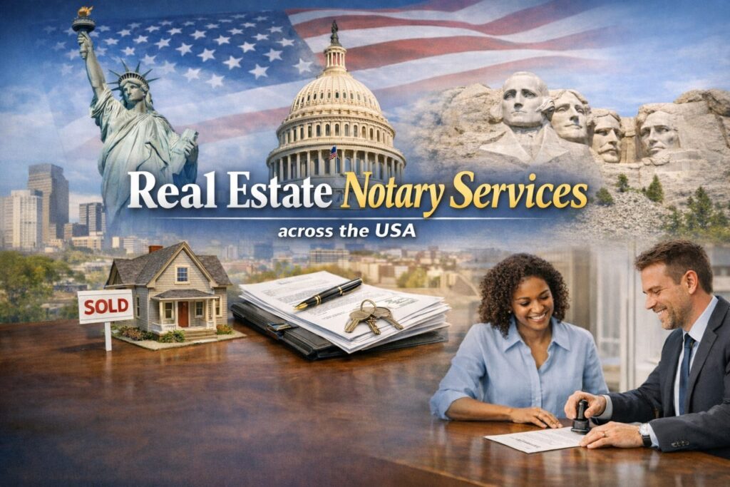 Nationwide Real Estate Notary Services in the USA for mortgage signing, property deeds, loan documents, and real estate closing notarization
