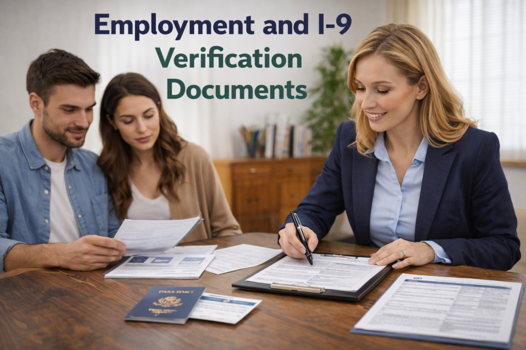 Mobile notary performing I-9 verification and employment document notarization in the USA