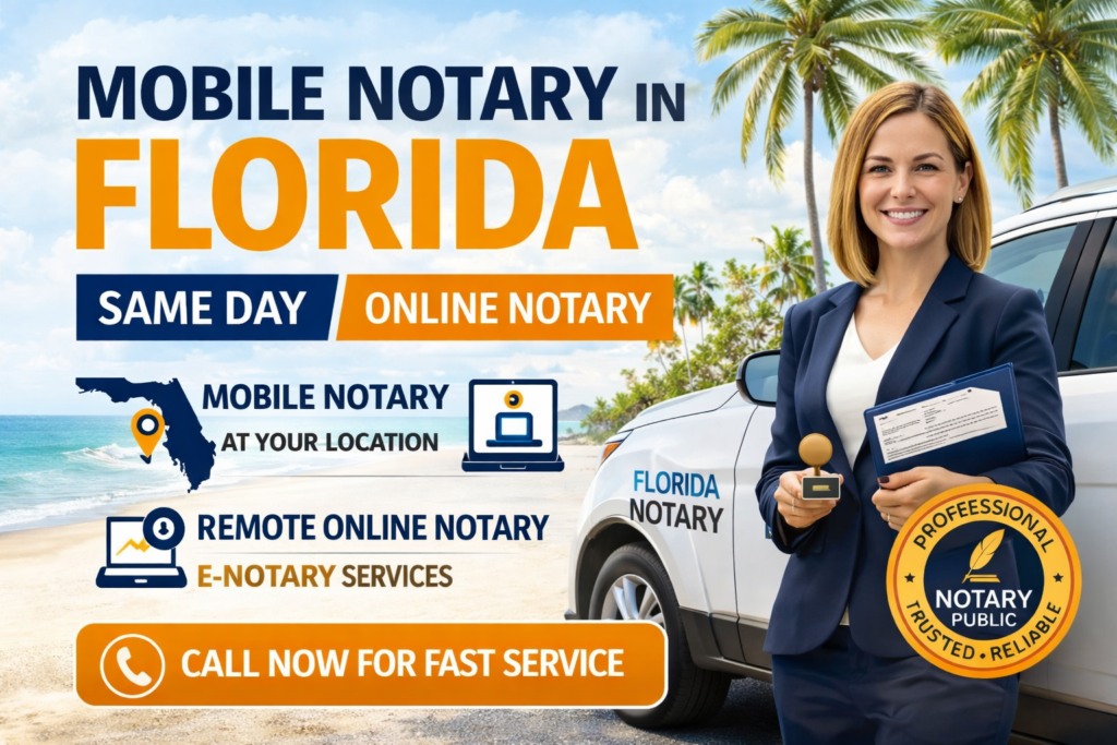 Mobile notary florida - same day & online notary